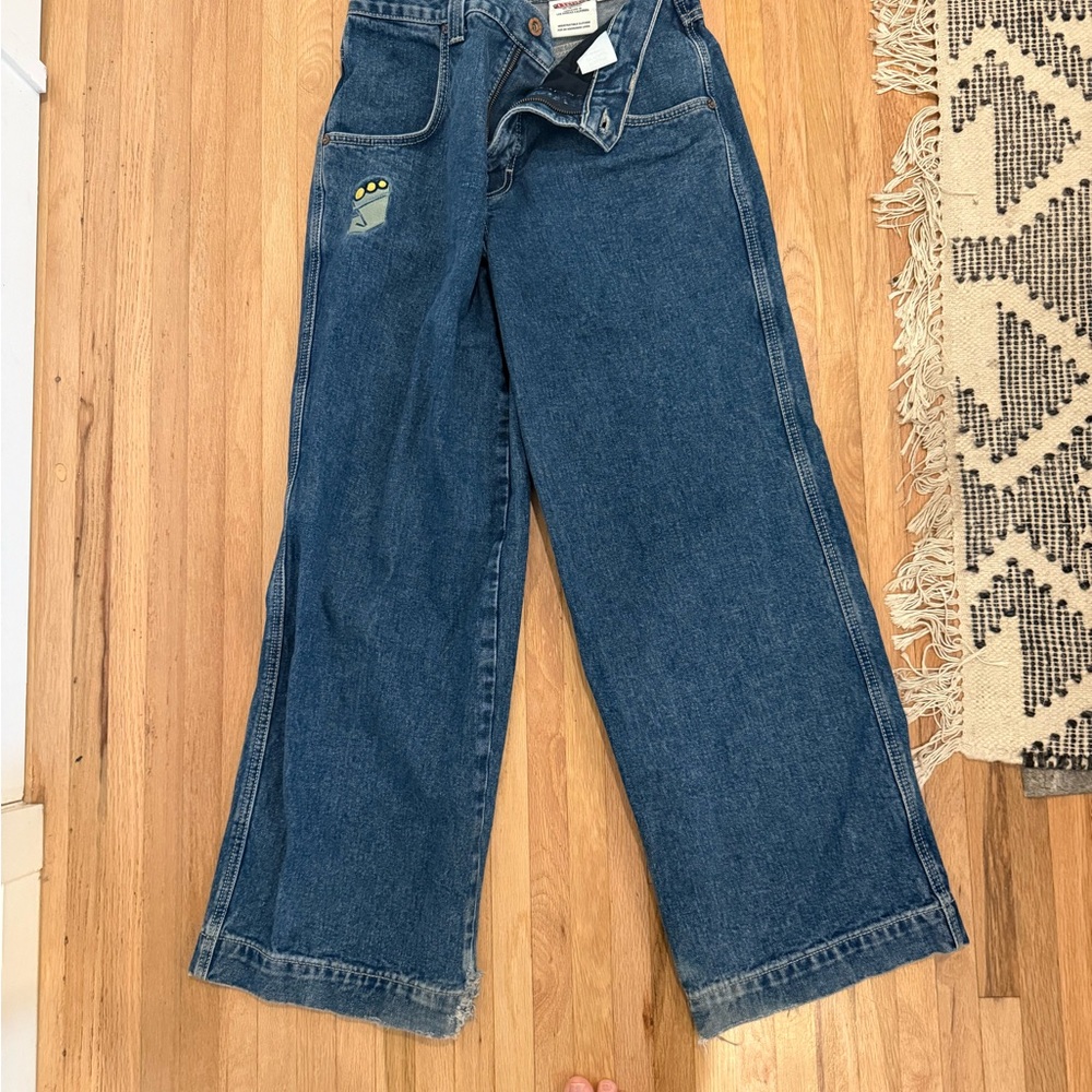 JNCO Dark Blue Flare Jeans with Patch
